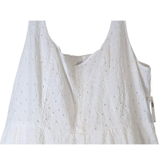 Old Navy size L Fit & Flare Eyelet Midi Dress White Elastic Back Sweetheart Flow - Picture 5 of 13